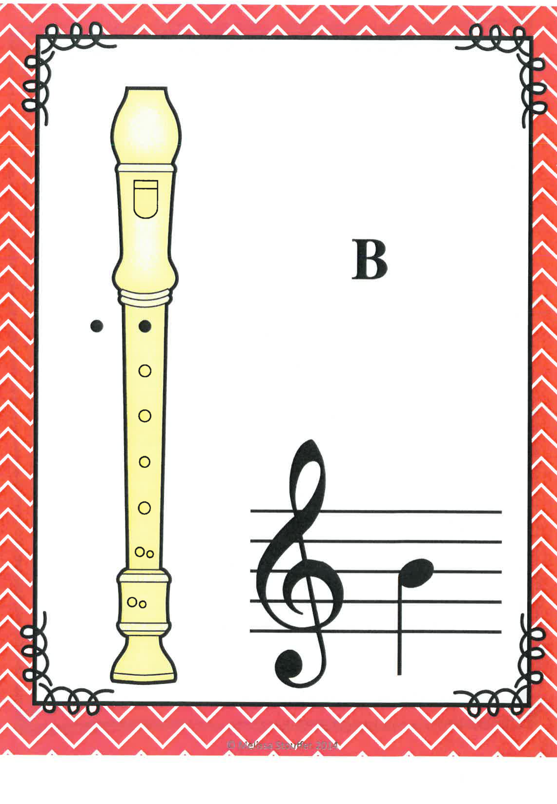 B fingering card