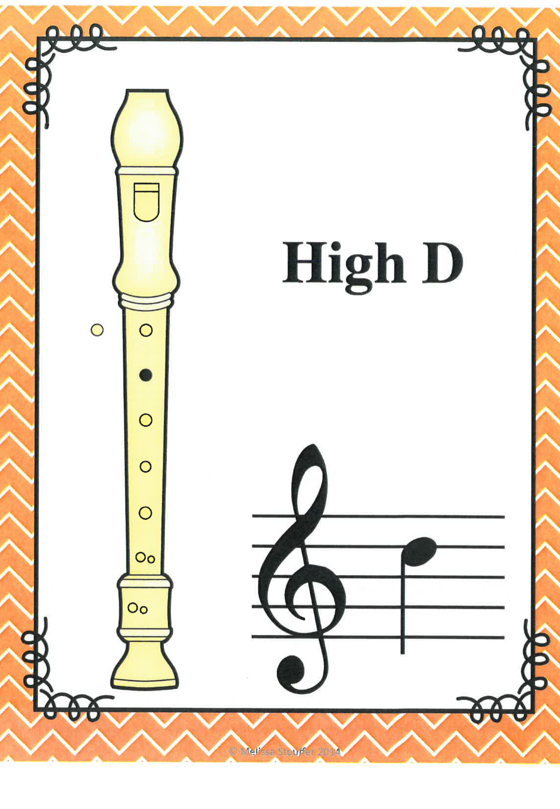 High D fingering card