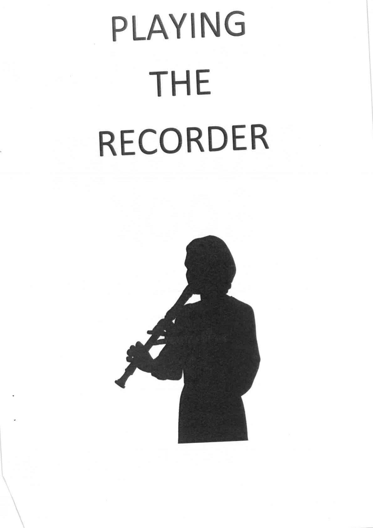 Silhouette of a recorder player standing tall with the instrument raised