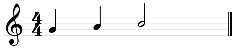Card 1: three notes on the staff, each one step higher than the last