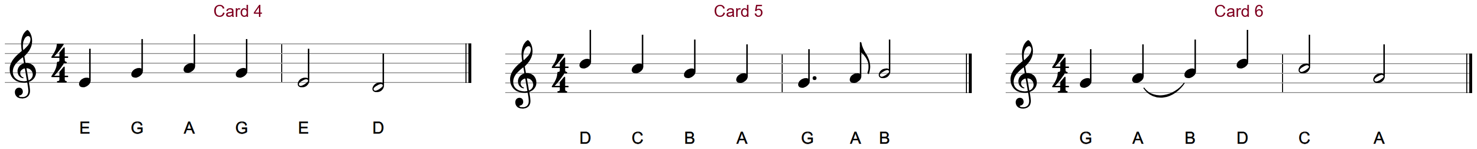 Reading cards 4, 5 and 6