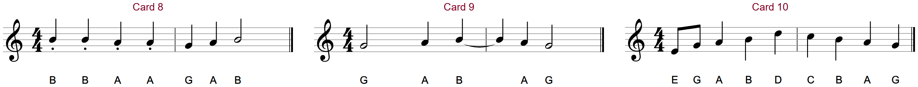 Reading cards 8, 9 and 10