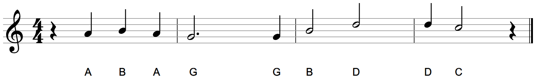 Line 3 of the Saints with letter names, starting on A