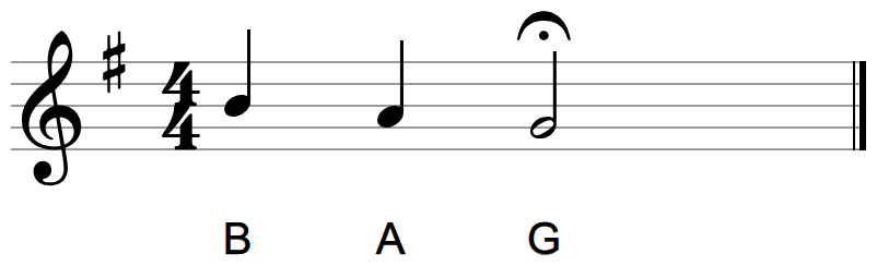The same last bar with a fermata printed above the final half note