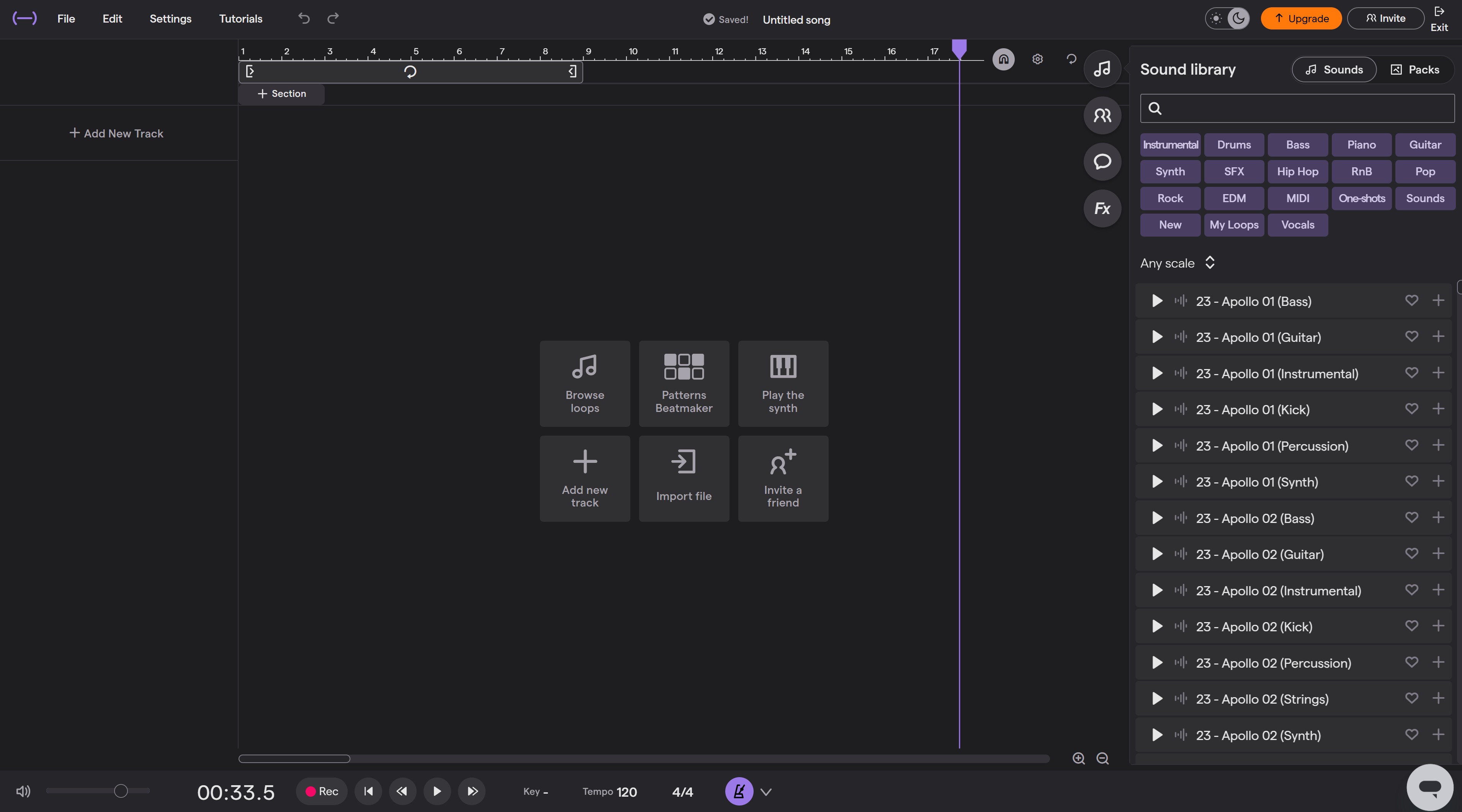 Soundtrap DAW Workspace — Your teacher's actual Soundtrap screen